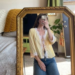 Fanco Yellow Blouse w/ Lace Trim